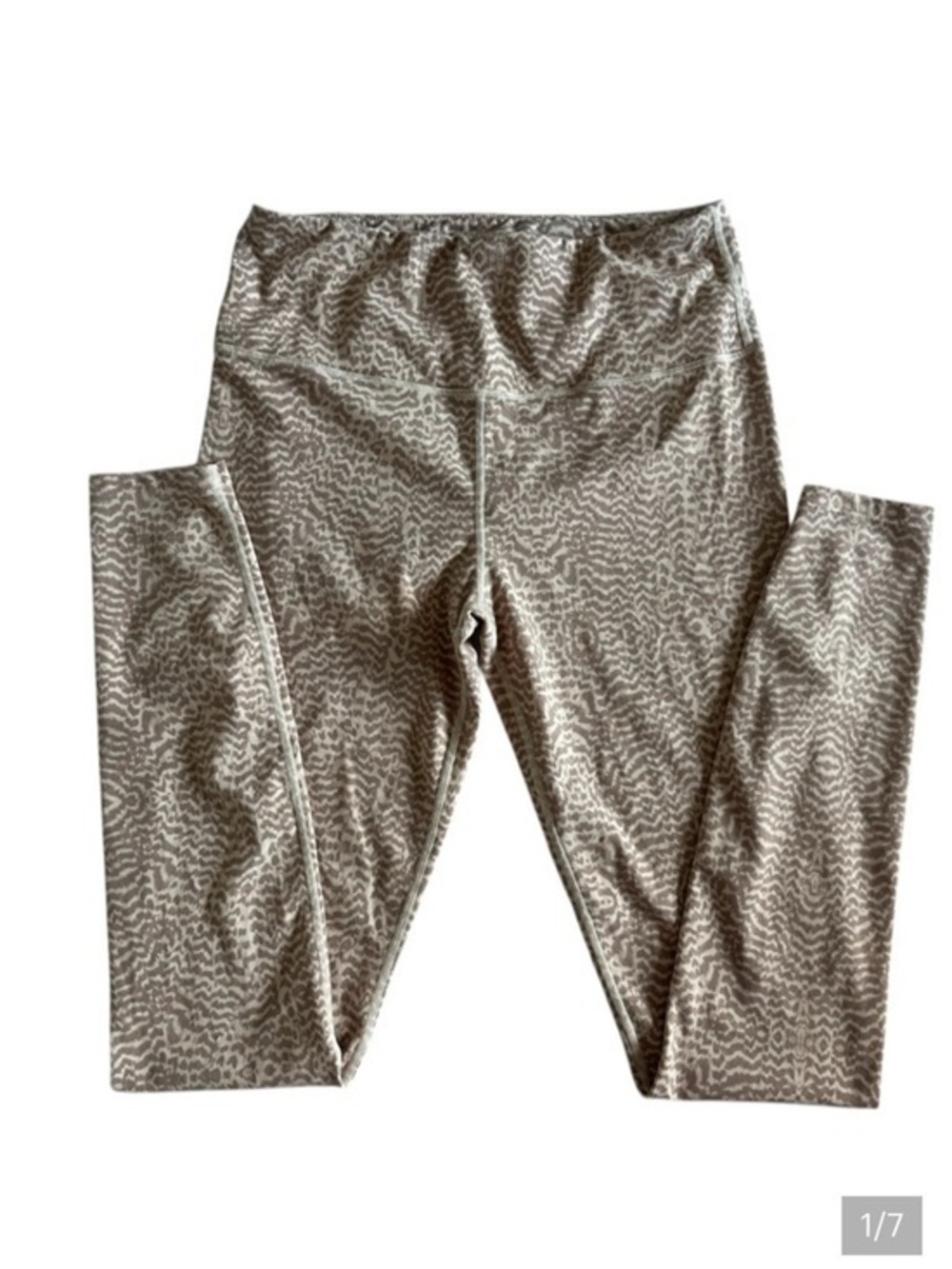 Varley Taupe Animal-Print High-Waist Leggings